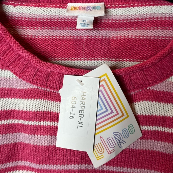 NWT LuLaRoe Harper pink and white striped sweater - Picture 2 of 5
